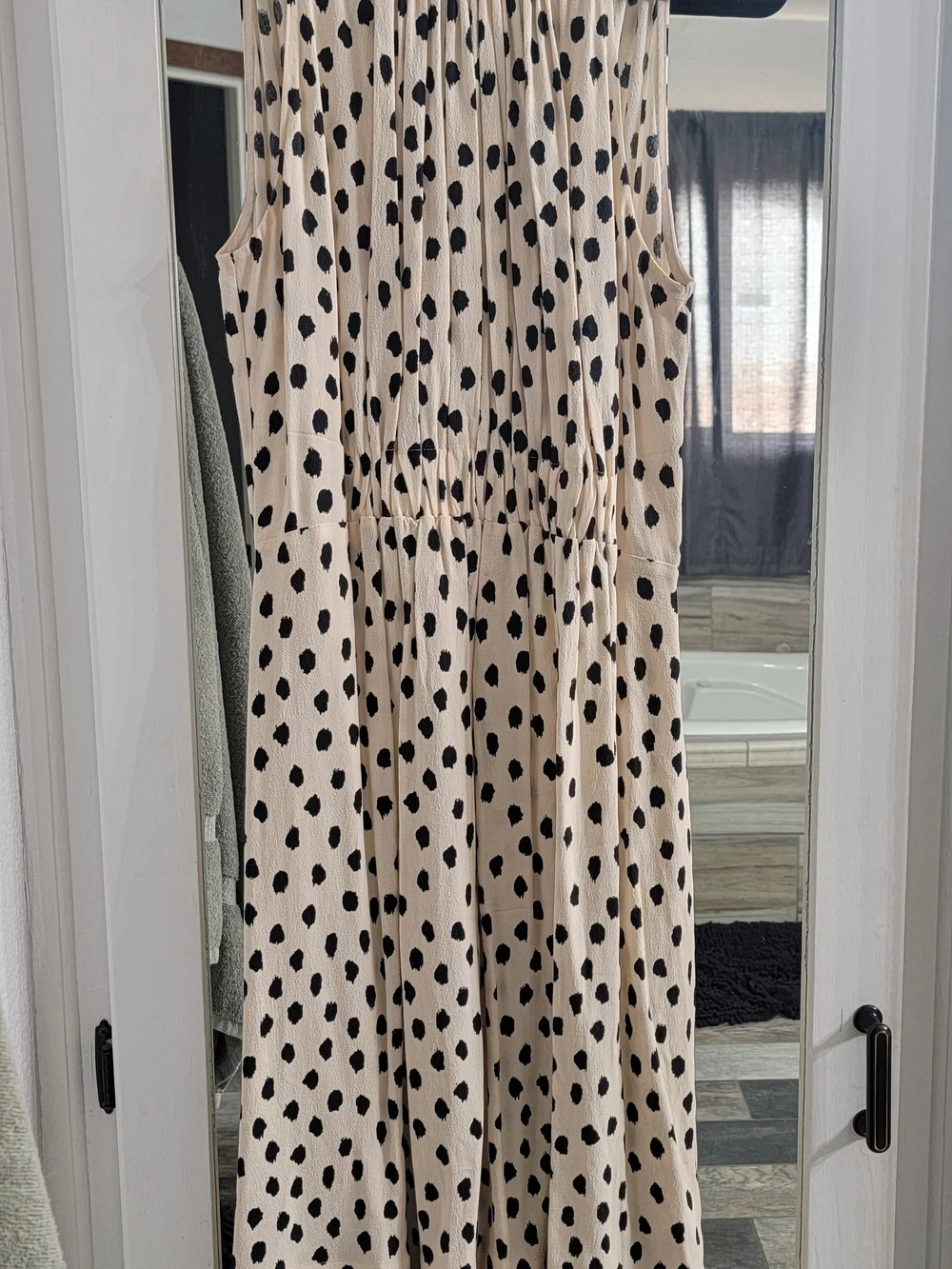 Kate Spade Sleeveless Cream Dress with Black Spot Print